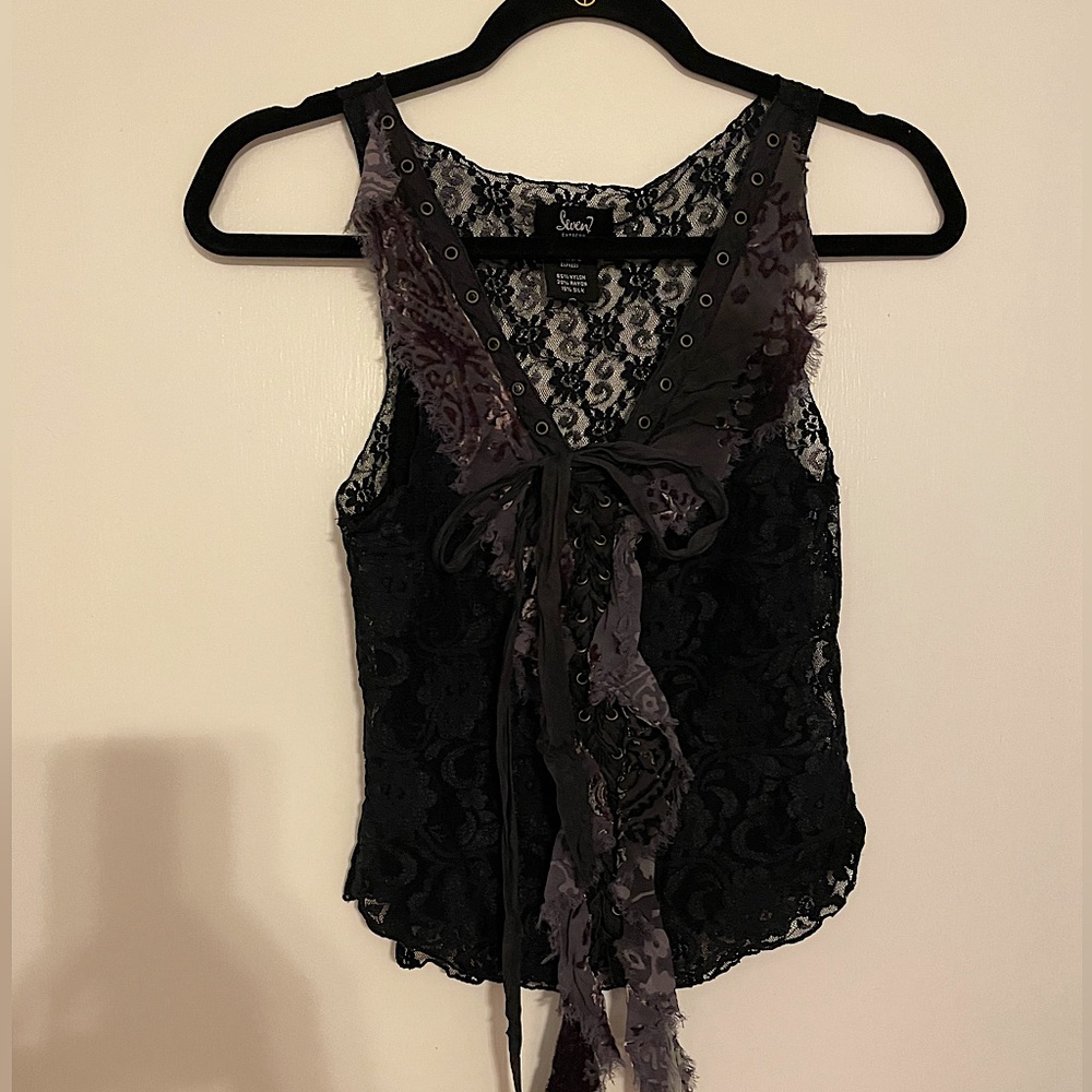 Seven7 Black Lace Top